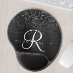 Custom Black Glitter Sparkle Monogram Gel Mouse Pad<br><div class="desc">Easily personalize this trendy elegant gel mouse pad design featuring pretty black sparkling glitter on a black brushed metallic background.</div>