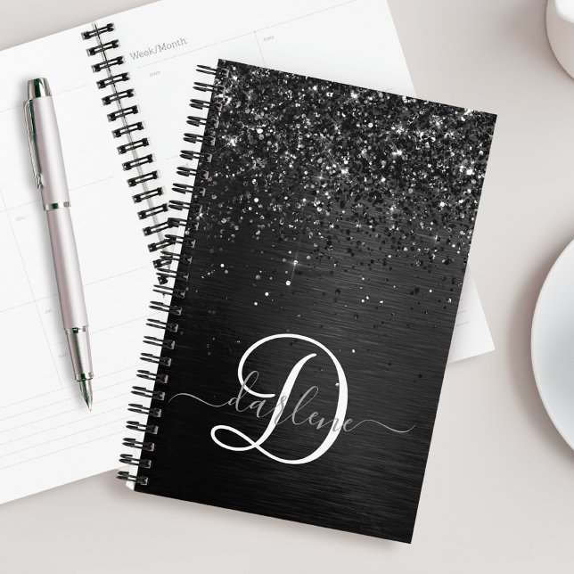 Custom Black Glitter Sparkle Monogram Planner (Creator Uploaded)