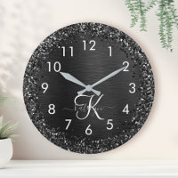 Custom Black Glitter Sparkle Monogram