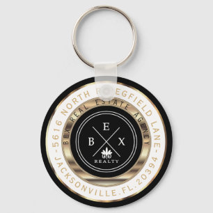 Custom - Black, Gold and White Home - Realtor Keychain