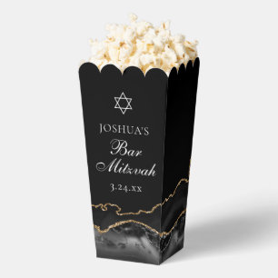Custom Black Gold Bar Mitzvah Party Popcorn Favor Box