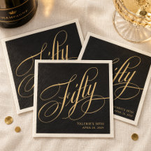 Custom Black Gold Calligraphy Script 50th Birthday