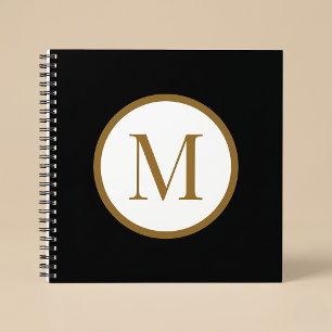 Custom Black & Gold Center Seal Monogram Notebook