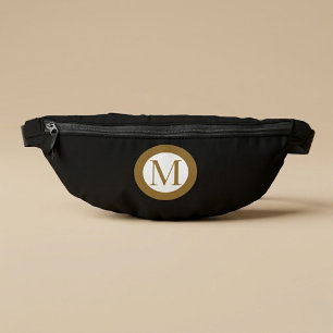 Custom Black & Gold Centre Seal Monogram Fanny Pack