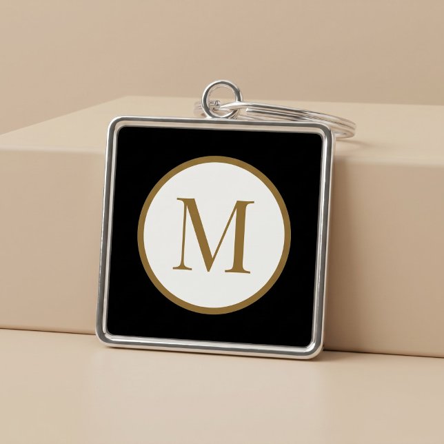 Custom Black & Gold Centre Seal Monogram Keychain (Creator Uploaded)
