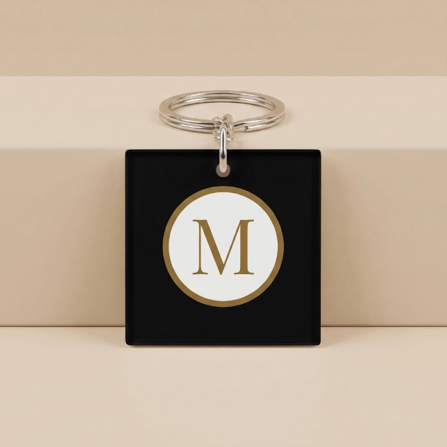 Custom Black & Gold Centre Seal Monogram Keychain (Creator Uploaded)
