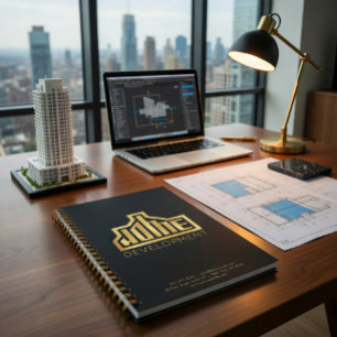 Custom Black & Gold Company Logo Business Planner 