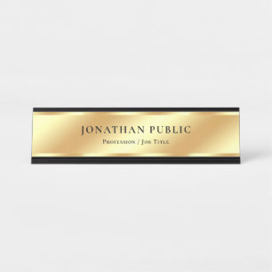 Custom Black & Gold Elegant Glamour Template Luxe Desk Name Plate