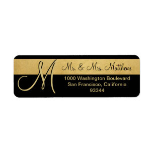 Custom Black Gold Foil Monogram Letter Return