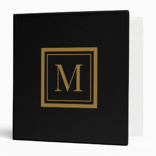 Custom Black & Gold Framed Monogram Binder