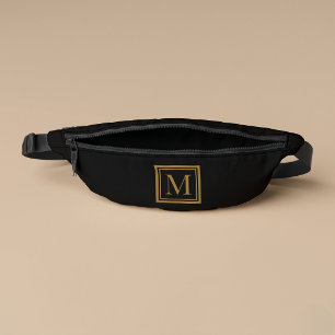 Custom Black & Gold Framed Monogram Fanny Pack