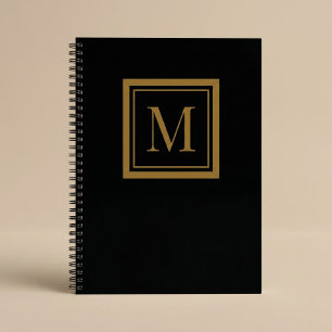 Custom Black & Gold Framed Monogram Notebook