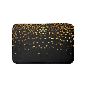 Custom Black Gold Glitter Confetti Personalized Bath Mat