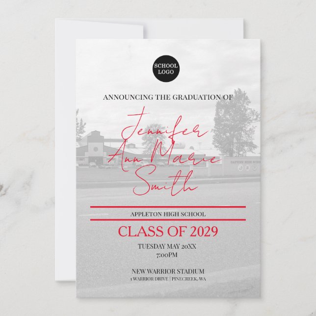 Custom Black gold Graduation with Back Photo Invitation (Front)