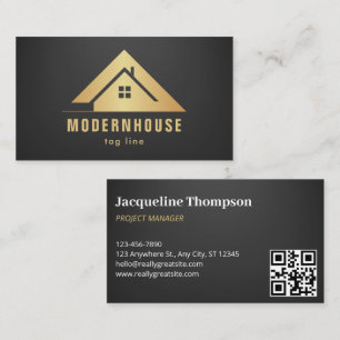 Custom Black + Gold Home Building Construction Lux Business Card