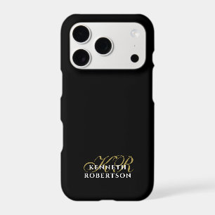 Custom Black Gold Initials White Name Minimalist 