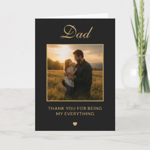 Custom Black Gold Minimal Father’s Day Photo Card