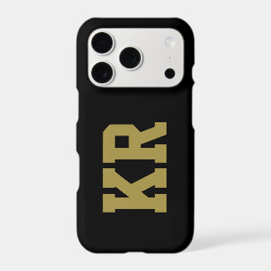 Custom Black Gold Retro Initials Minimalist Men