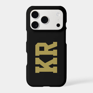 Custom Black Gold Retro Initials Minimalist Men