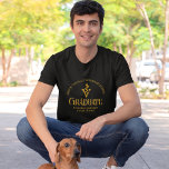 Custom Black Gold Veterinary School Graduation T-Shirt<br><div class="desc">This black and gold custom veterinary school graduation white t-shirt gift features modern typography for a class of 2025 graduate. Customize with your graduating year under the medical caduceus for a great personalized keepsake for a graduating veterinarian.</div>
