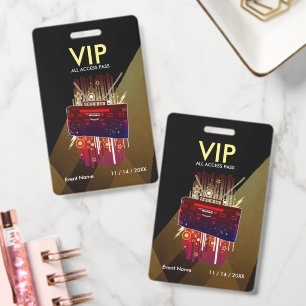 Custom Black Gold VIP Pass For Premium Events Badge
