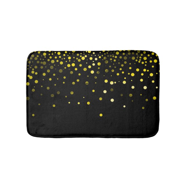 Custom Black Green Glitter Confetti Personalized Bath Mat (Front)