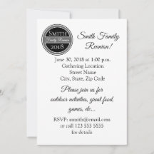 Custom Black & Grey Family Reunion Invite