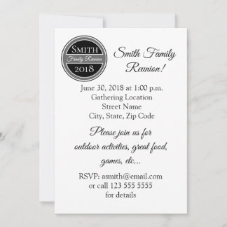 Custom Black & Grey Family Reunion Invite