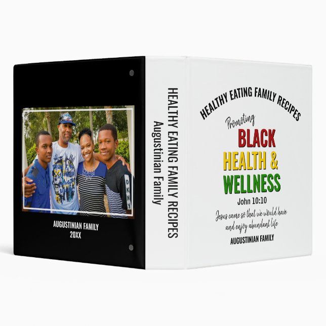 Custom BLACK HEALTH WELLNESS Family Recipes Binder (Background)
