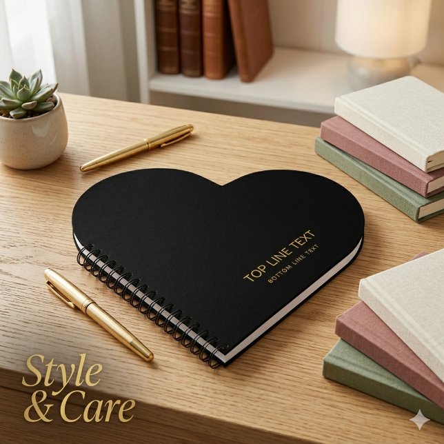 Custom Black Heart Shaped Notebook with Text (Custom Black Heart Shaped Notebook with Text)