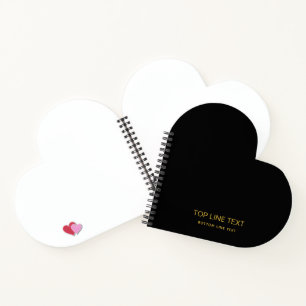 Custom Black Heart Shaped Notebook with Text
