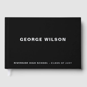 Custom Black High School Grad Party Graduation  Guest Book