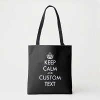 Custom black keep calm medium shopping tote bag