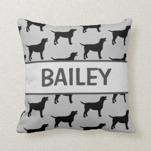 Custom Black Lab Dog Silhouette Throw Pillow