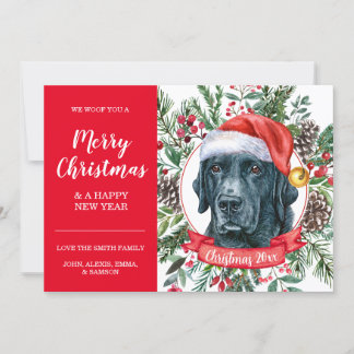 Custom Black Lab Inexpensive Christmas Santa Card