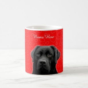 Custom Black Labrador Red Hearts Mug
