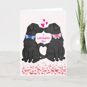 Custom Black Labs Kissing Valentine Holiday Card