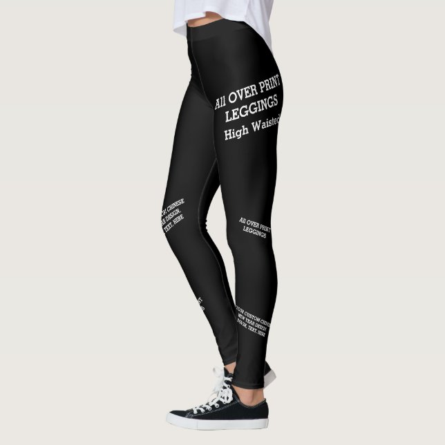Custom Black Leggings - High Waist Personalized (Left)