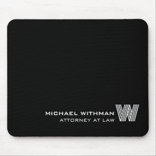 Custom BLACK LINE Monogram, Name & Profession  Mouse Pad