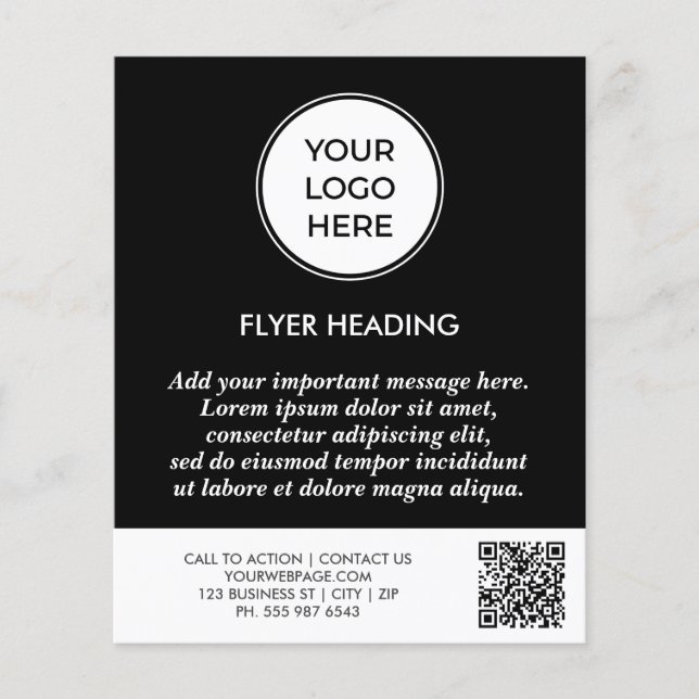 Custom Black Logo QR Code Business Flyer (Front)