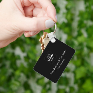 Custom Black Luxury Business Logo Template Keychain