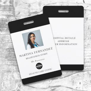 Custom Black Medical Hospital Employee Photo Badge
