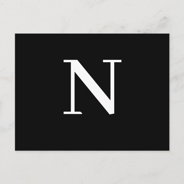 Custom Black Modern Alphabet Initial Design Postcard (Front)
