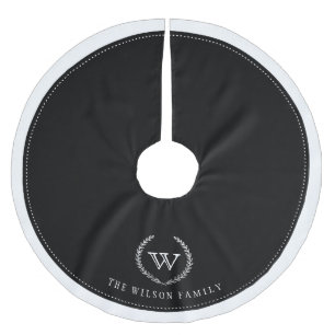 Custom Black Monogram Christmas Tree Skirt