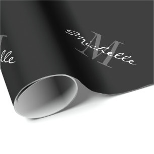 Custom black monogram Christmas wrapping paper