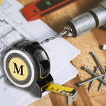 Custom Black Monogram DIYers Carpenters Crafters<br><div class="desc">Create your own custom, personalized, modern black monogram monogrammed on faux gold background, 16-foot tape measure featuring inches on one side with metrics on the other, a belt clip - for hands-free convenience, a locking feature that makes accurately measuring projects easier and safer. Meant for indoor and outdoor use, a...</div>