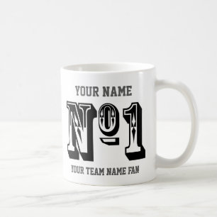 Custom Black Number 1 Sports Team Fan Personalized Coffee Mug