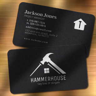 Custom Black on White Home Building Construction Business Card