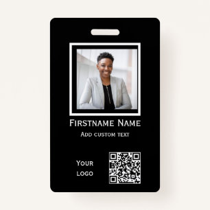 custom black photo employee  badge ID qr code