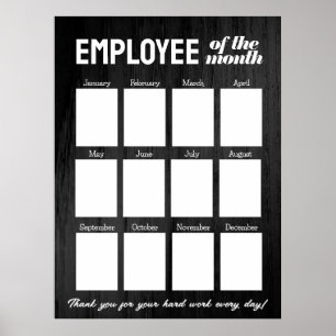 Custom black photo employee of the month display poster